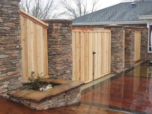 Capped Top Board On Board Privacy Fence, Native Cedar Frame, Cypress Pickets 77